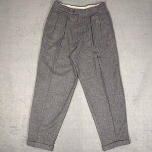 Vintage 80s Basile Made in Italy 100% Wool Pleated Cuffed Dress Pants Mens 31x29